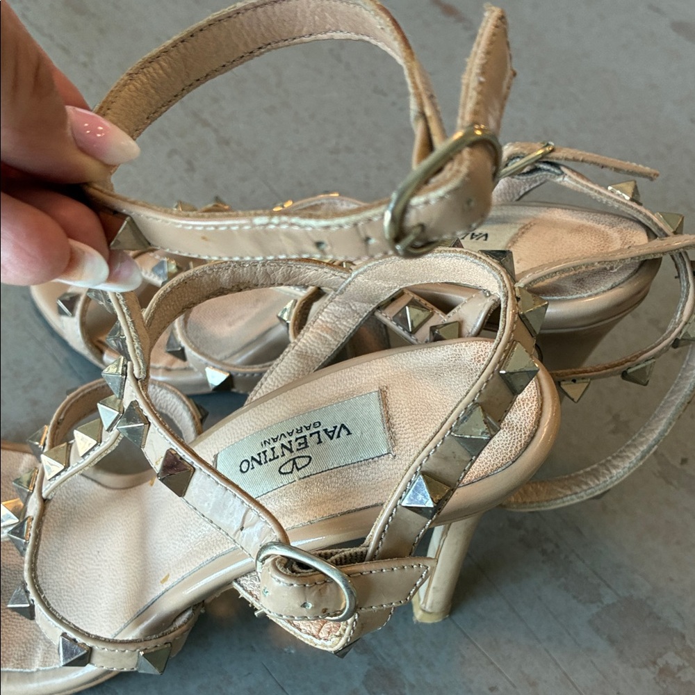 Valentino Rockstud Strappy Heels - Beige - Picture 10 of 14
